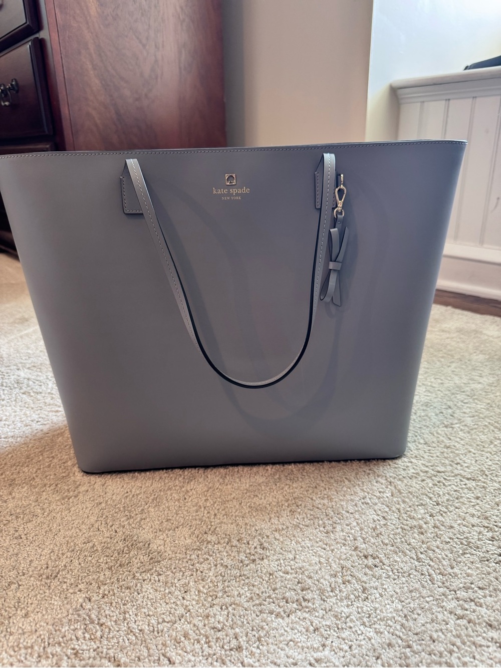 kate spade Light Slate Gray Tote with Bow Charm